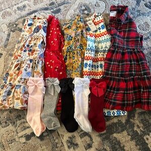 3T long sleeve dress and sock bundle for